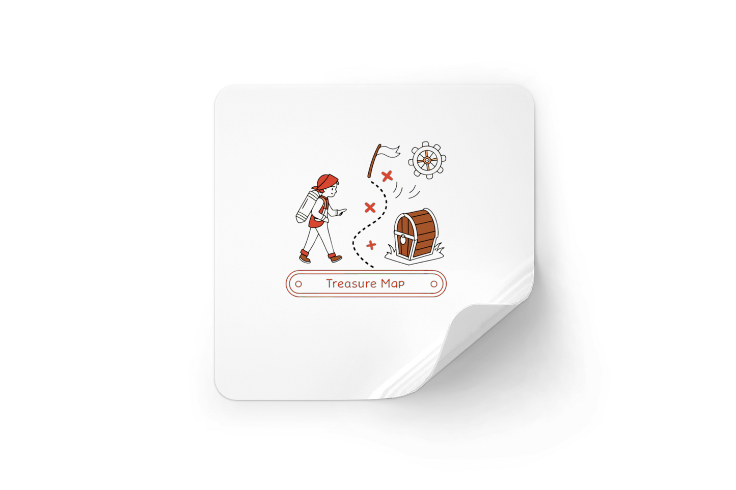 Sticker représentant une carte mystérieuse et une aventure d'explorateur