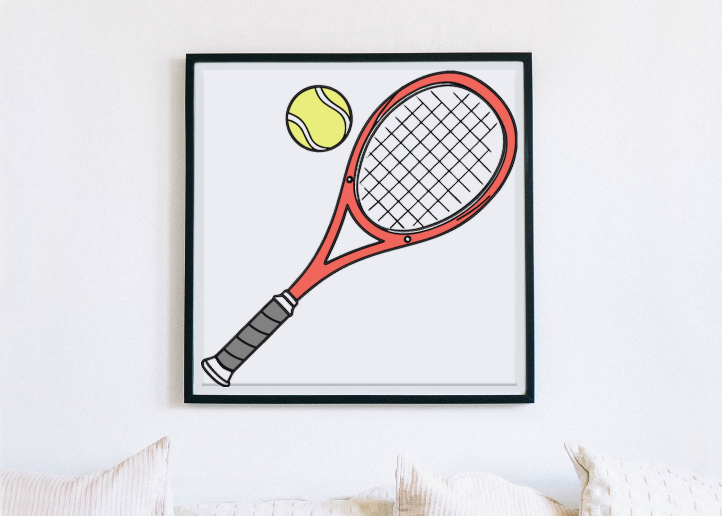 Cadre moderne affichant une raquette de tennis dynamique pour les amateurs de sport