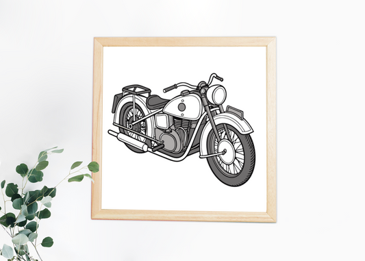 Dnepr K750 vintage dans un cadre pour art mural rétro