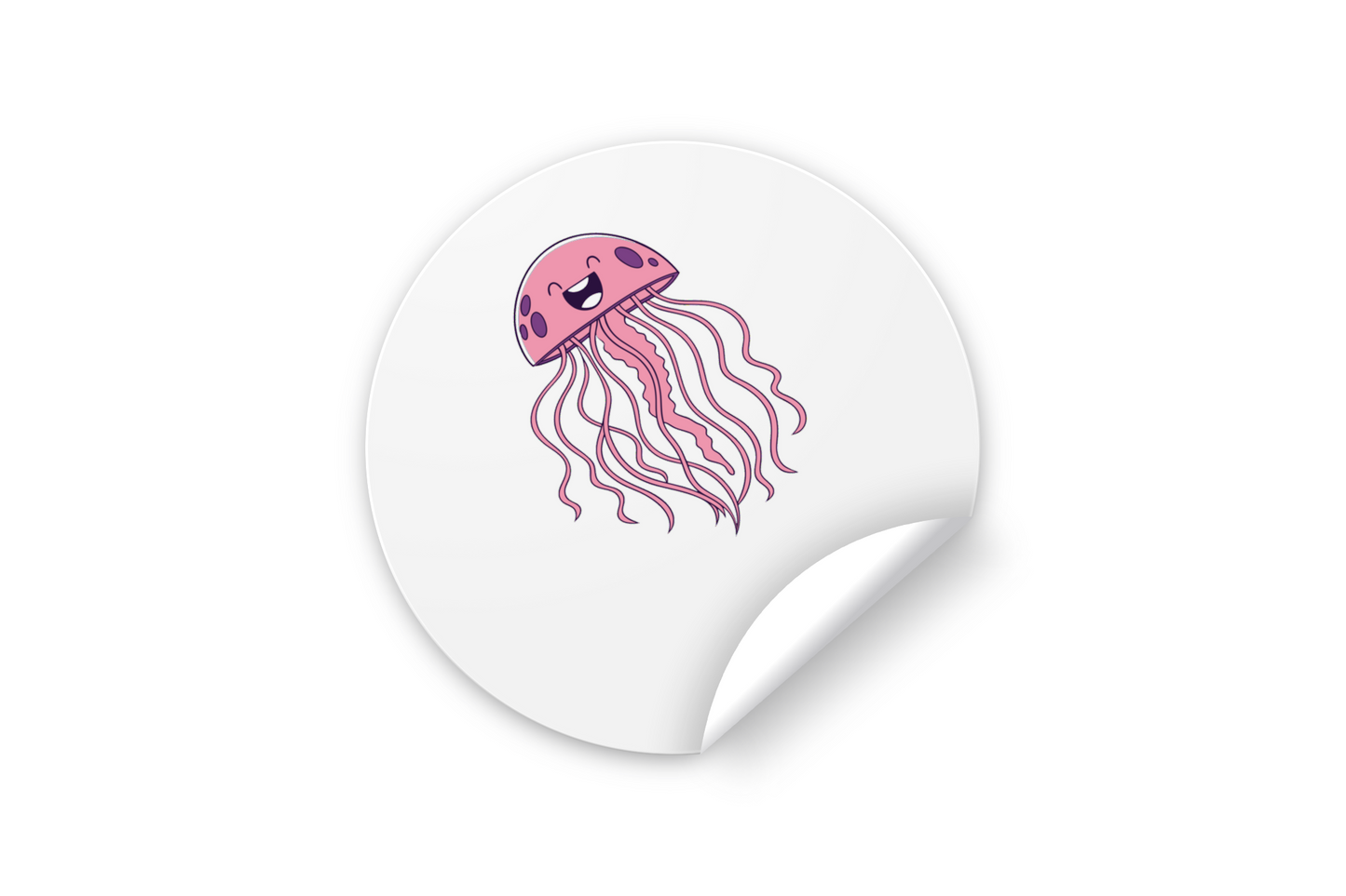 Sticker sur fond sobre avec méduse souriante thème marin design humoristique