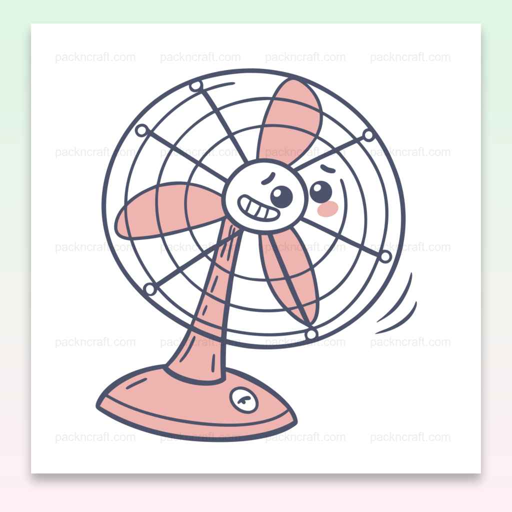 Illustration vectorielle doodle d'un ventilateur souriant pour projets créatifs et éducatifs