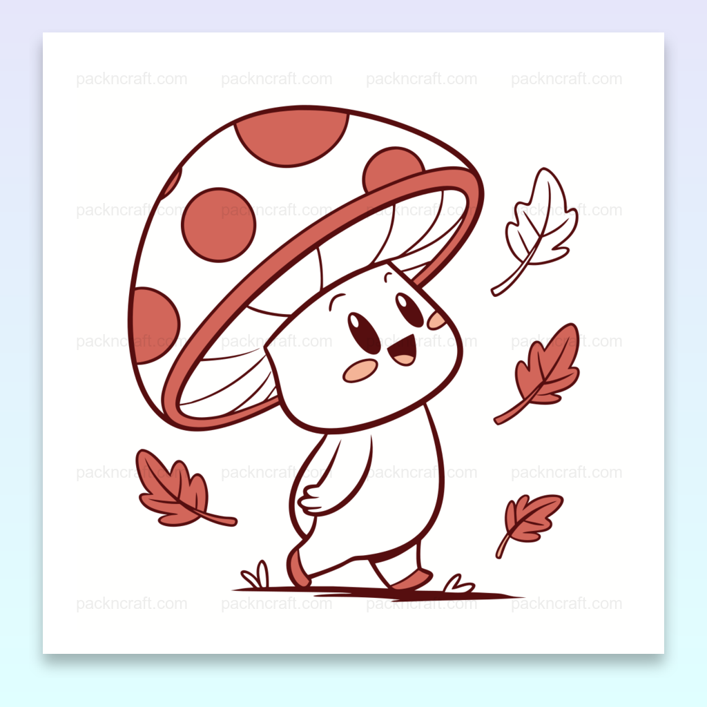 Illustration de champignon joyeux en balade pour DIY et déco