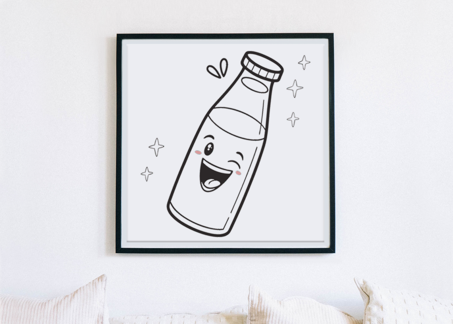 Cadre avec illustration kawaii, addition décorative charmante.