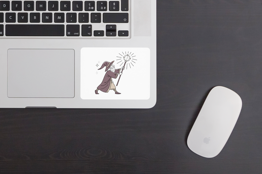 Sticker sorcier lumineux avec icône magique au style illustratif épique