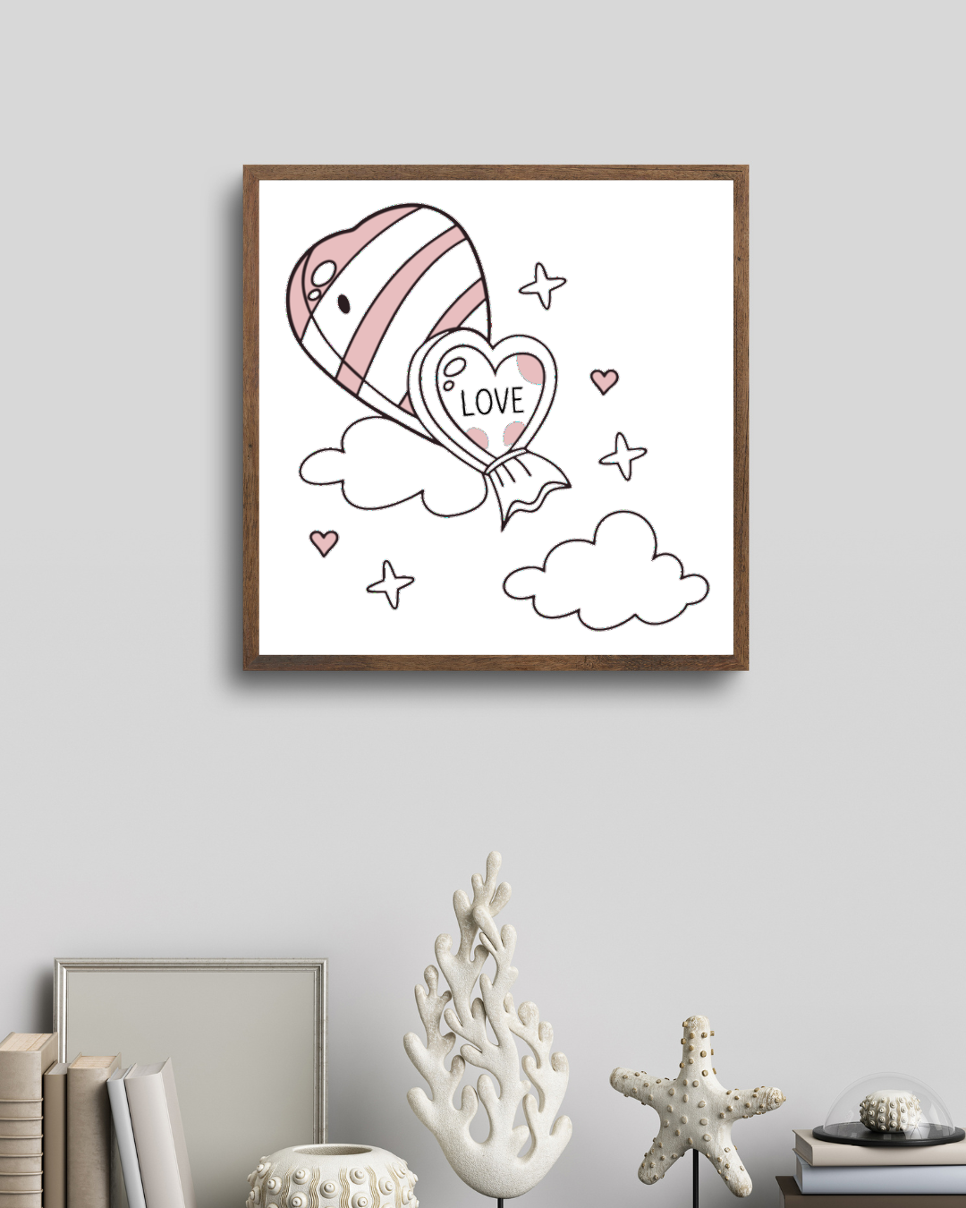 Cadre décoratif avec illustration de bonbon cœur