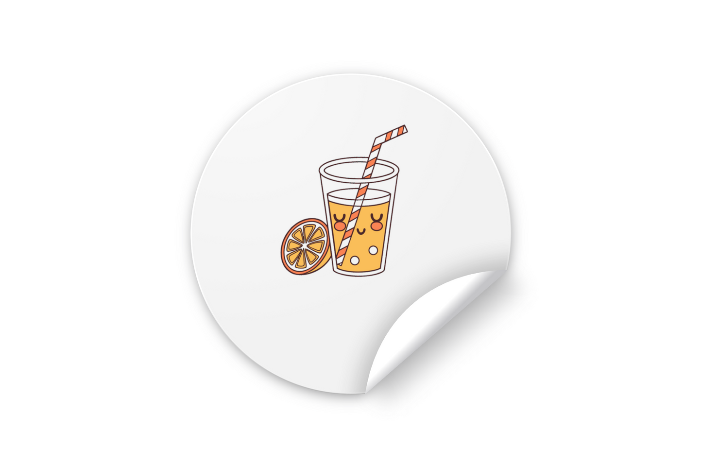 Sticker minimaliste avec icône de jus d'orange joyeux pour une touche estivale