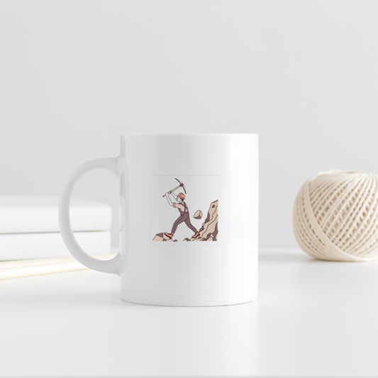 Mineur avec pioche sur tasse, design industriel vintage, Mineur avec pioche sur t-shirt, graphisme audacieux, Illustration d'un mineur avec pioche, style vectoriel, Cadre avec mineur et pioche, décoration murale unique, Sticker mineur et pioche, projet DIY et scrapbooking