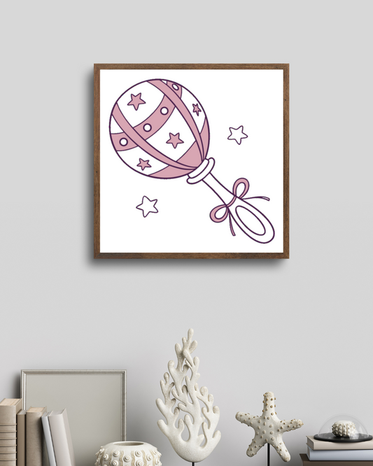 Illustration vectorielle kawaii de hochet avec des étoiles, idéale pour cadres