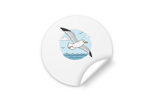 Sticker avec motif maritime affiche une mouette stylisée sur fond transparent