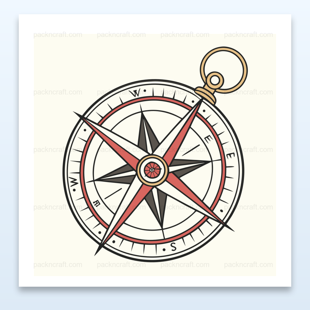 Illustration de boussole orientée, design SVG nautique pour projets d'aventure.