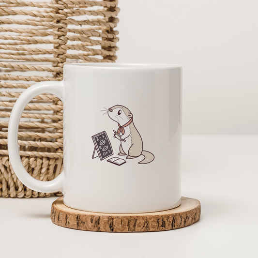 Mug avec loutre studieuse dans un style doodle amusant et éducatif