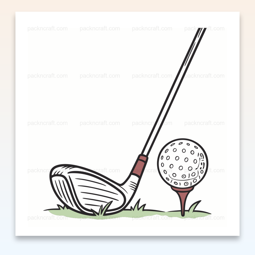 Illustration de golf avec club, prêt pour un swing, style vectoriel détaillé.