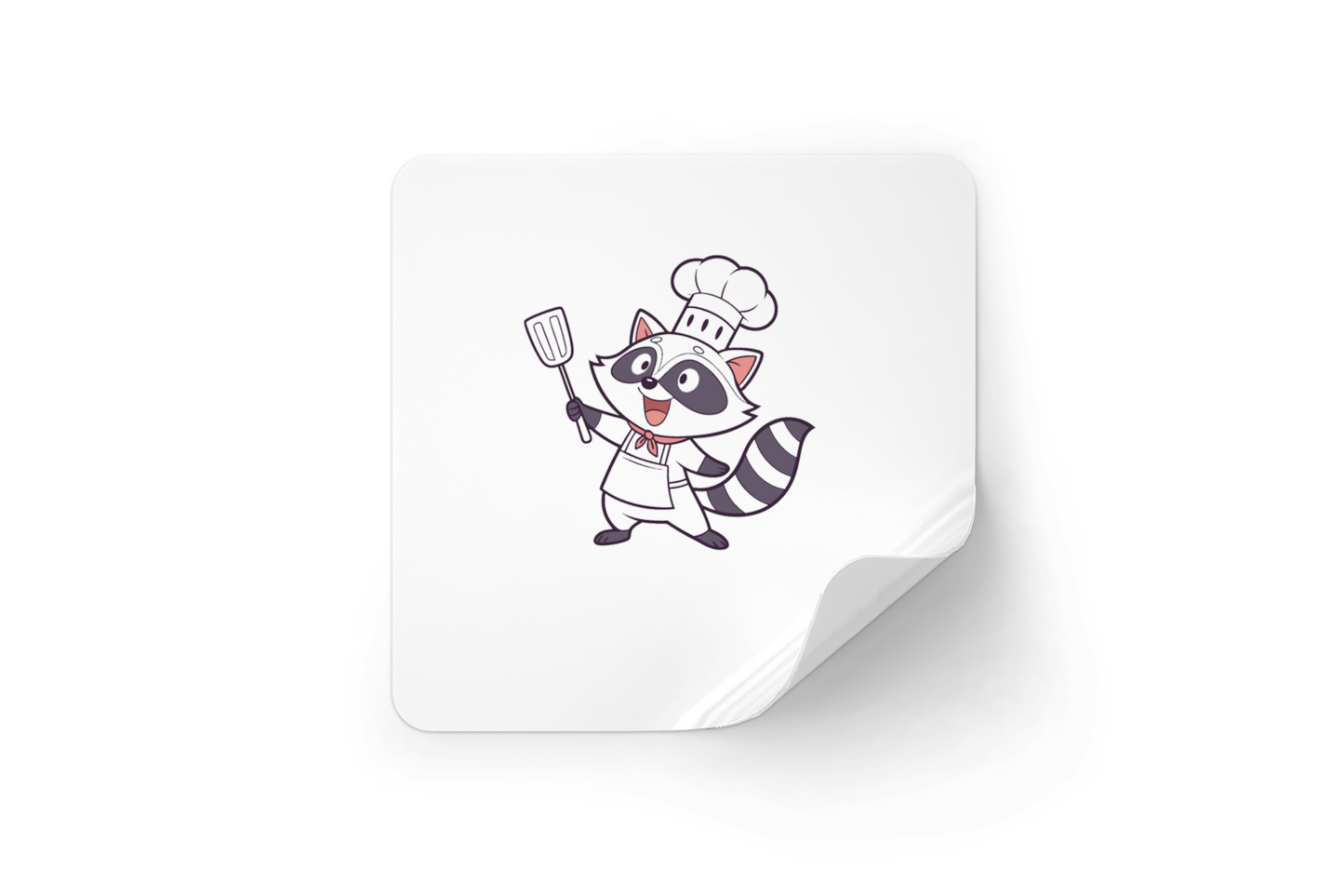 Sticker représentant un raton-laveur joyeux en cuisinier style kawaii amusant
