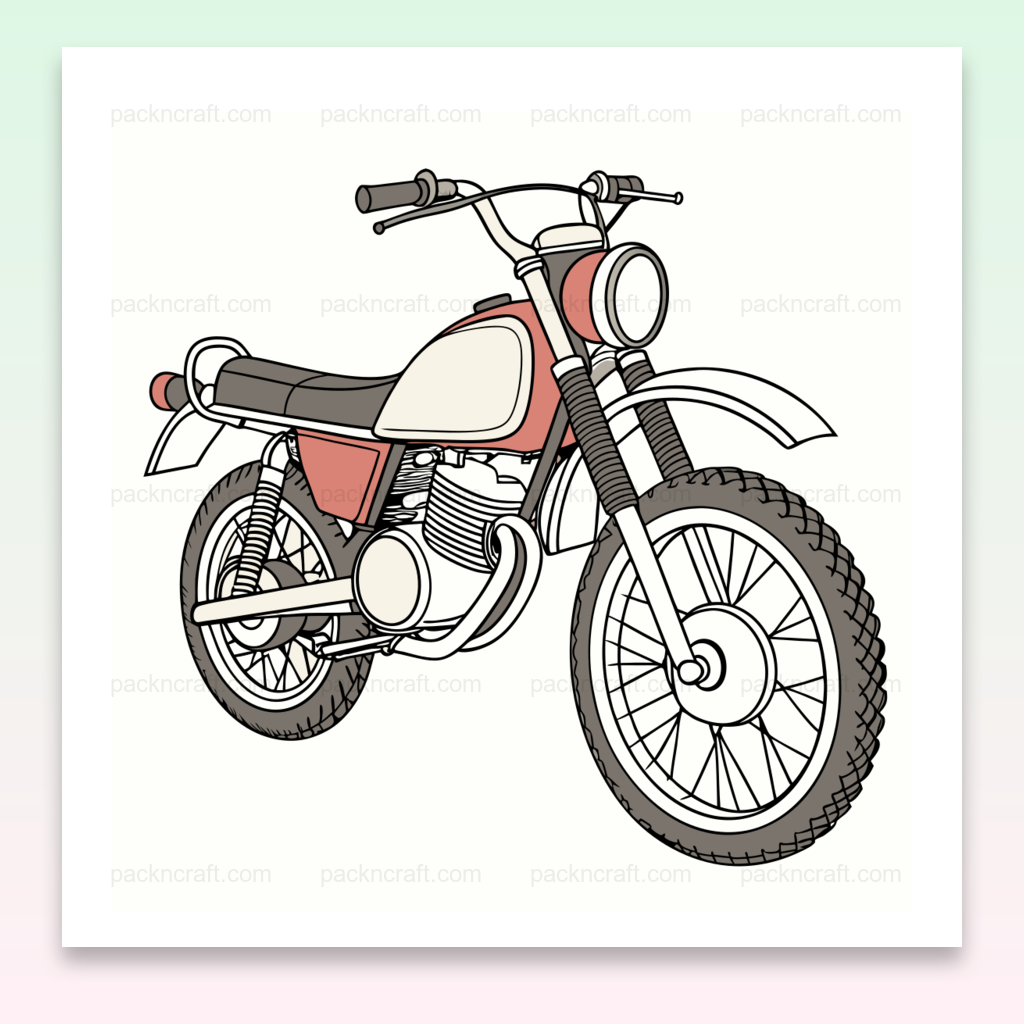 Illustration de la Yamaha DT250 des années 70 en SVG pour décoration vintage