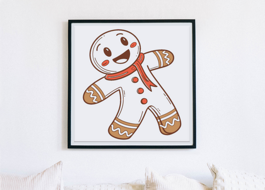 Cadre avec dessin festif de bonhomme pain d'épices pour une ambiance de Noël