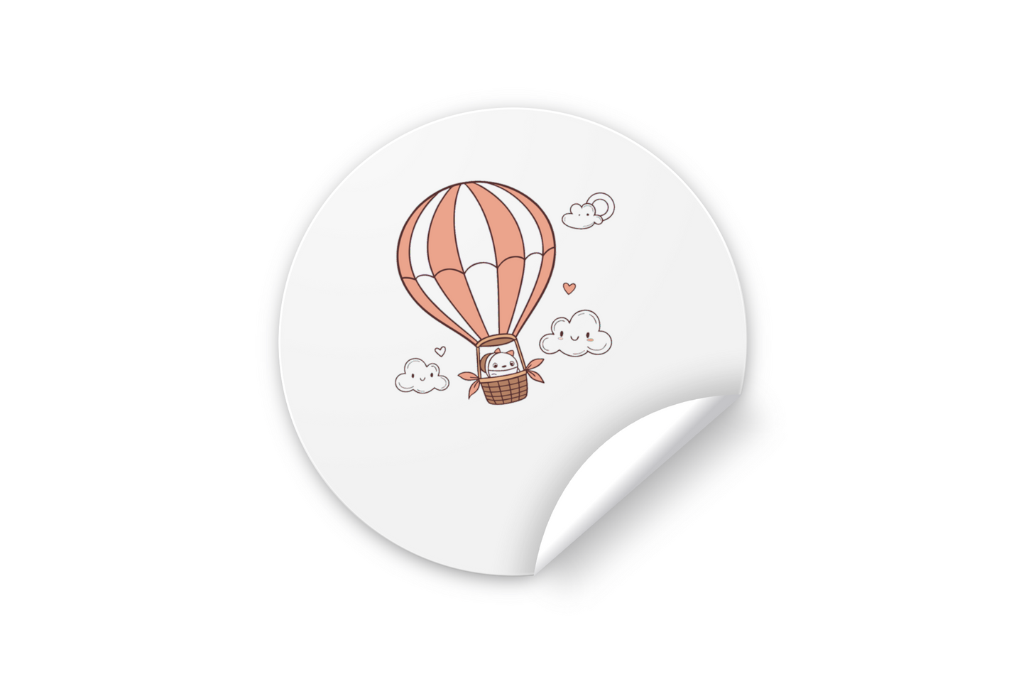 Sticker décoratif pastel d'un chaton dans une montgolfière, esprit aventureux