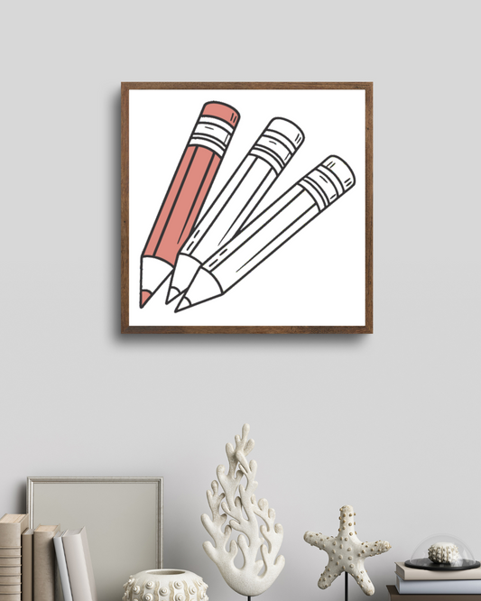 Cadre avec crayons colorés amusants en illustration numérique papeterie vibrante