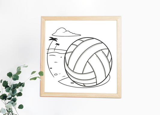 Cadre décoratif avec ballon de plage en style vectoriel doux, ambiance vacances