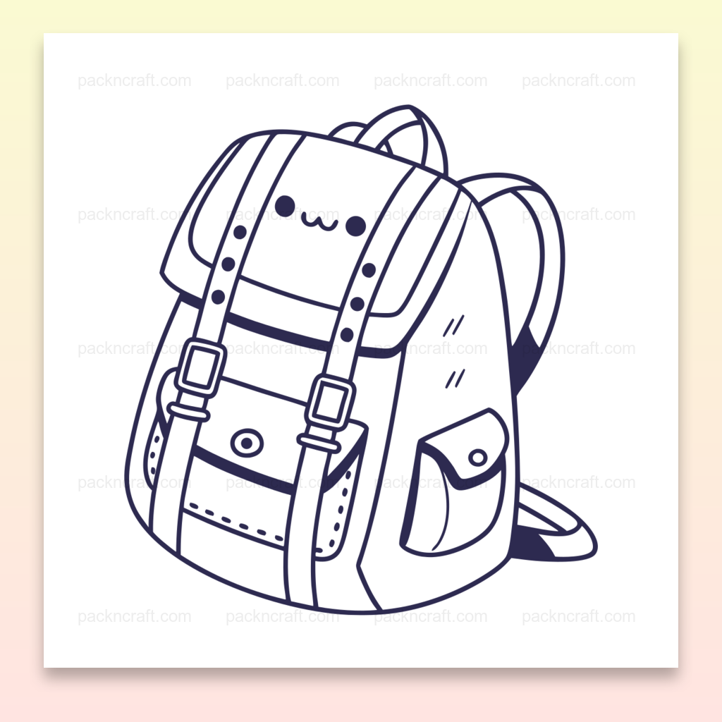 Illustration doodle de sac à dos kawaii, idéal pour projets éducatifs