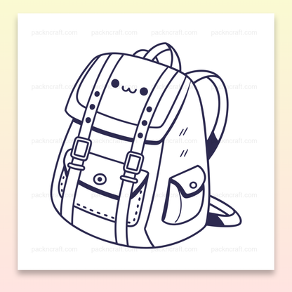 Illustration doodle de sac à dos kawaii, idéal pour projets éducatifs