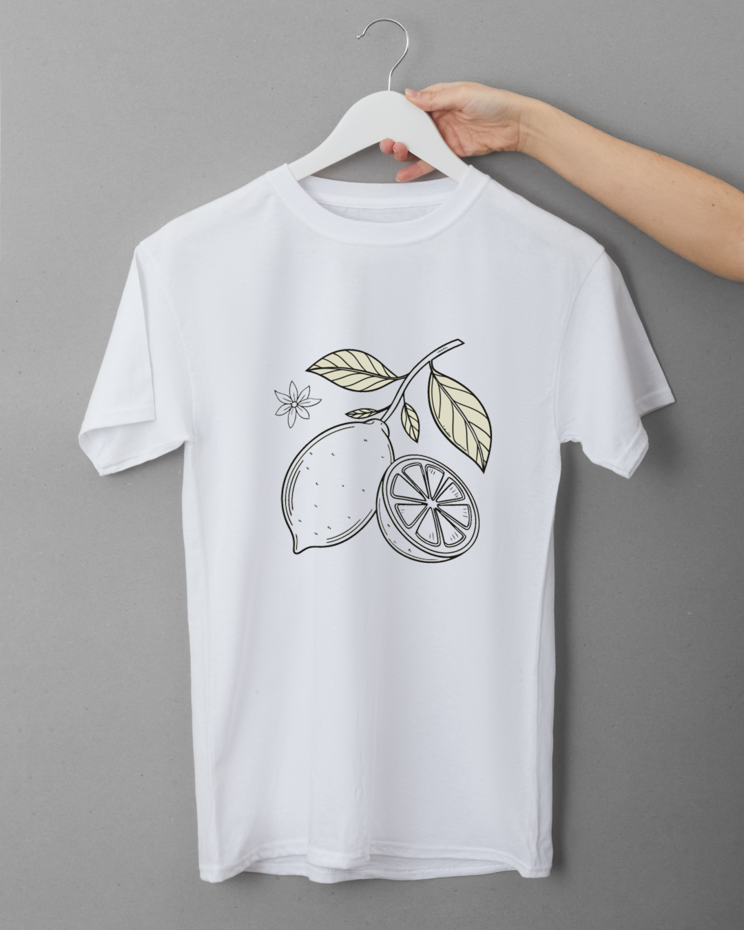 T-shirt avec citron minimaliste jaune stylisé pour une touche de fraîcheur estivale