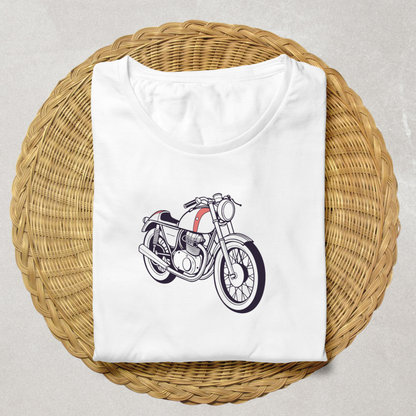 Graphisme Café Racer années 60 sur un T-shirt stylé.