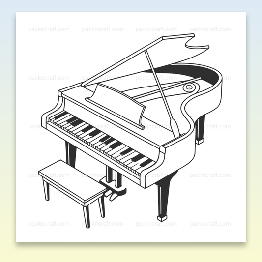 Illustration minimaliste d'un piano à queue, parfaite pour des projets musicaux et créatifs.