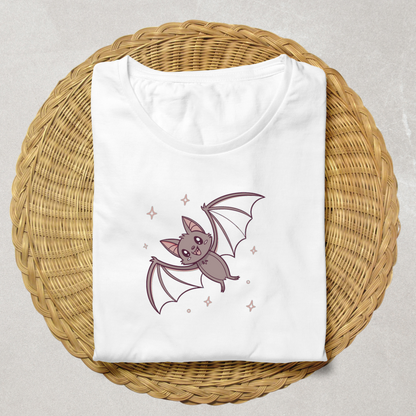 T-shirt avec chauve-souris kawaii sur fond nocturne idéal pour fans de kawaii