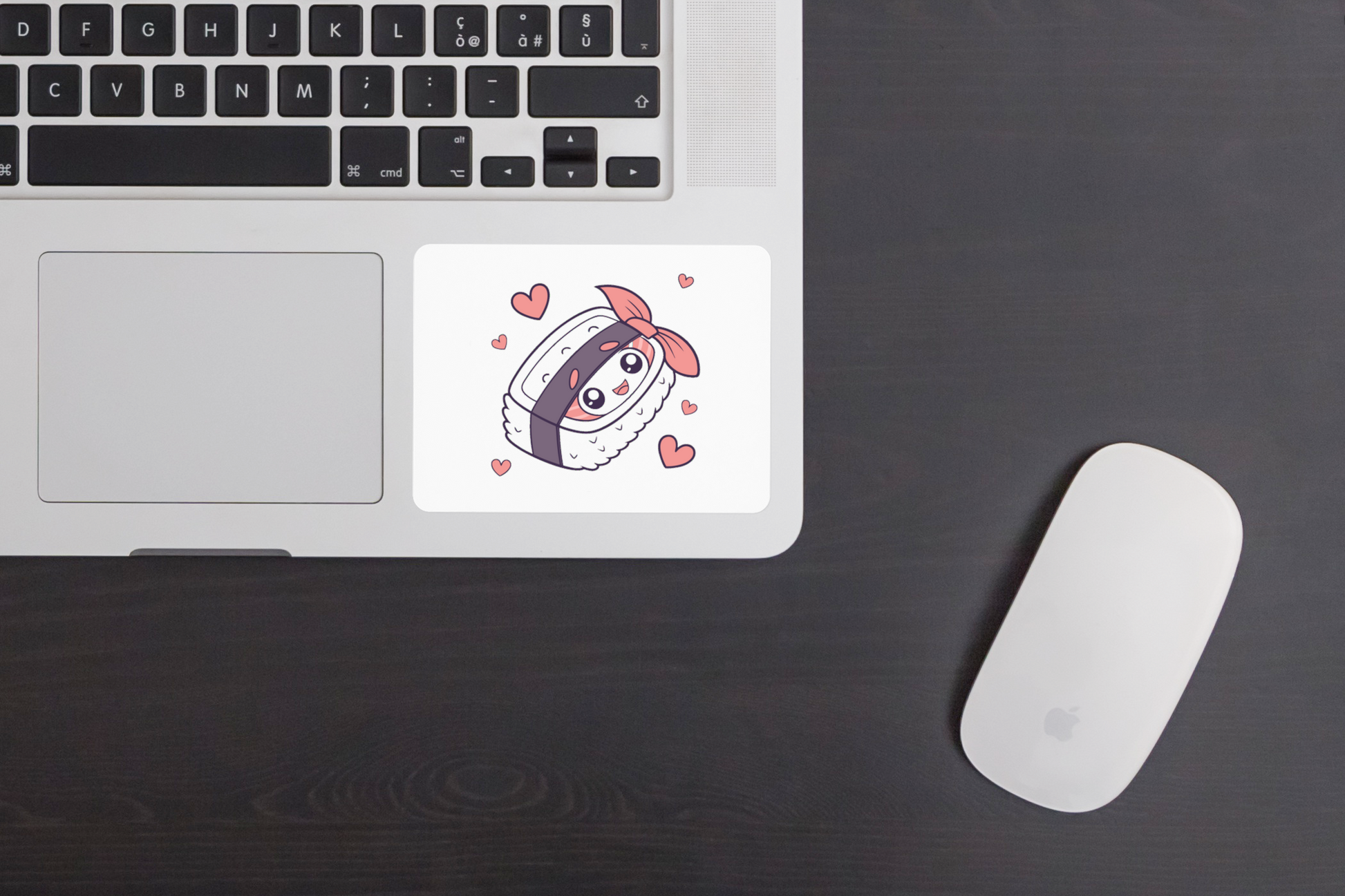 Sticker mignon représentant un sushi amoureux au style gourmand et adorable