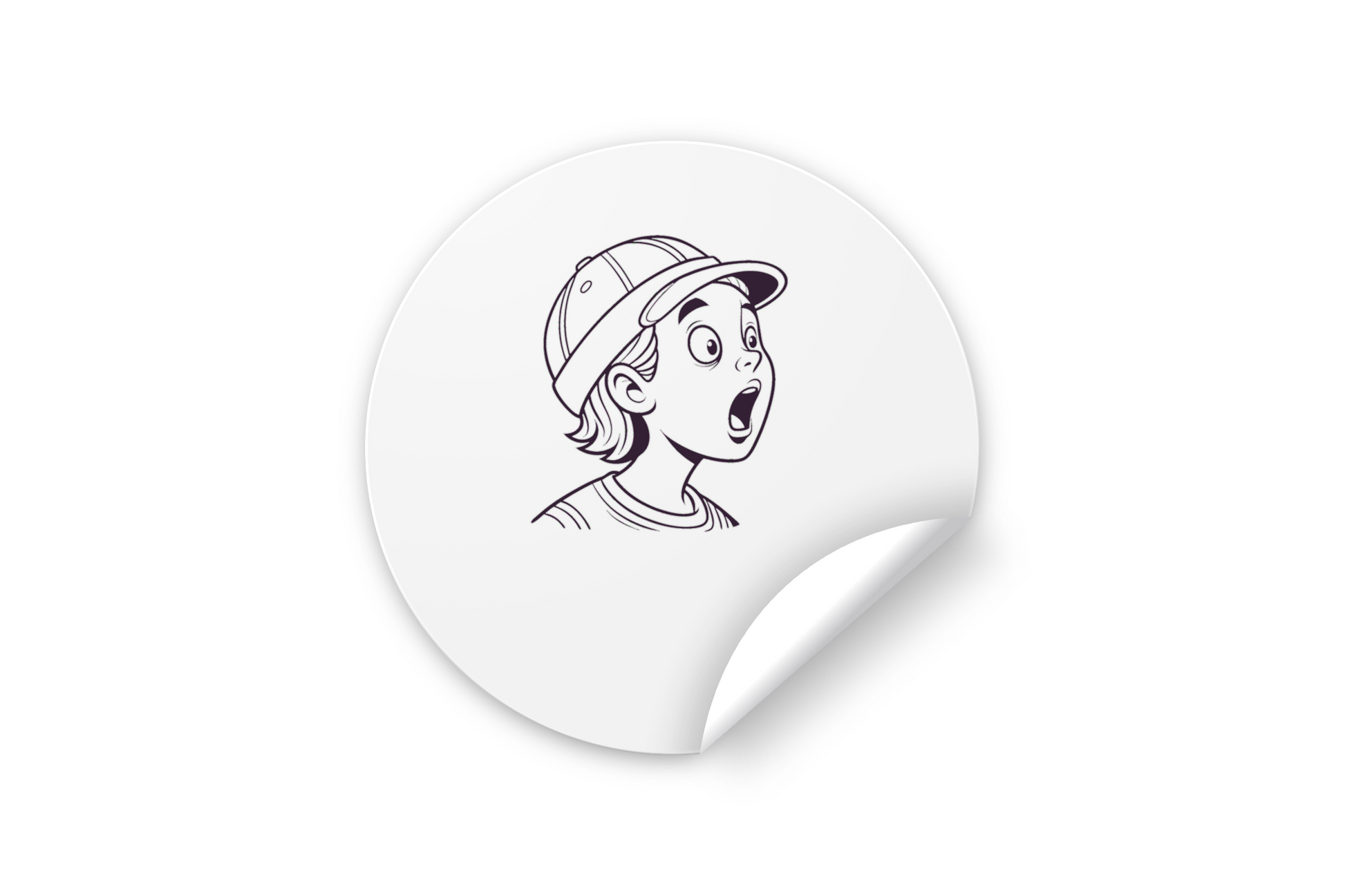 Sticker déco enfantin avec dessin doodle d'un garçon surpris
