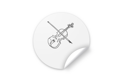 Sticker artistique avec un violon en design minimaliste pour ambiance musicale