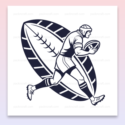 Image vectorielle d'un joueur de rugby en action, idéale pour projets de sport.