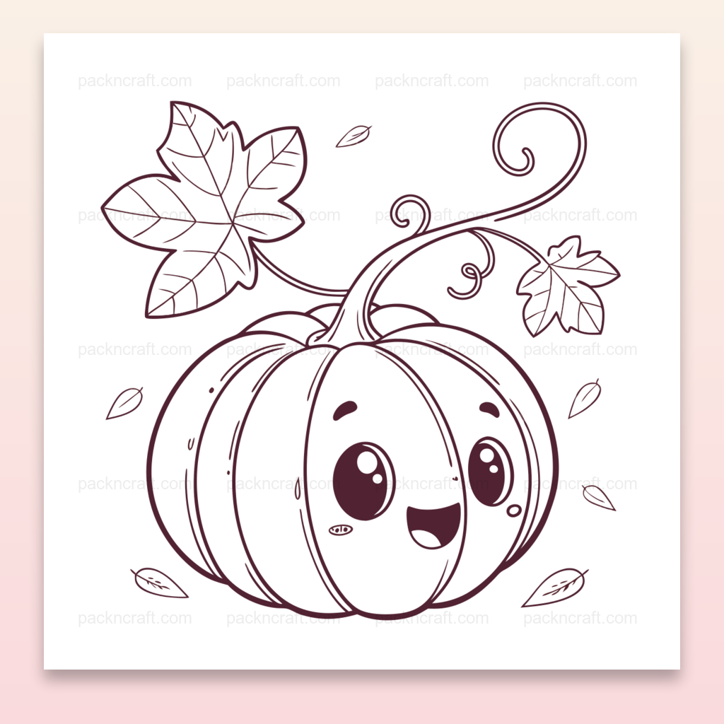 Illustration kawaii de citrouille souriante en automne, usage DIY et décoratif