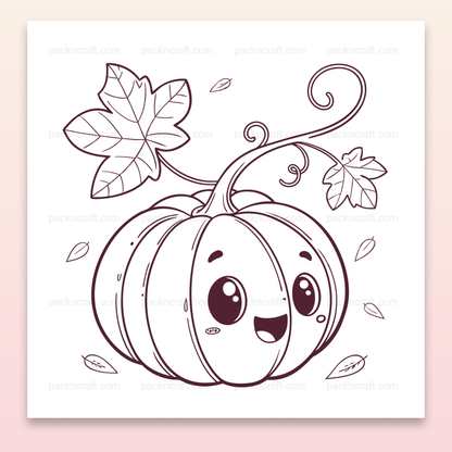 Illustration kawaii de citrouille souriante en automne, usage DIY et décoratif