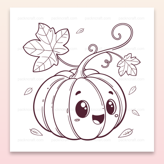 Illustration kawaii de citrouille souriante en automne, usage DIY et décoratif