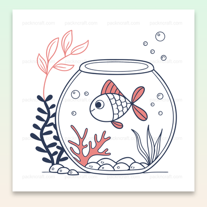 Illustration d'un poisson joyeux dans un bocal, idéale pour projets aquatiques.