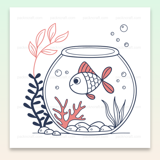 Illustration d'un poisson joyeux dans un bocal, idéale pour projets aquatiques.