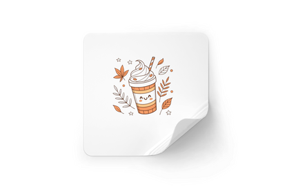 Sticker avec icône souriante en teintes pastel pour une ambiance automnale cosy