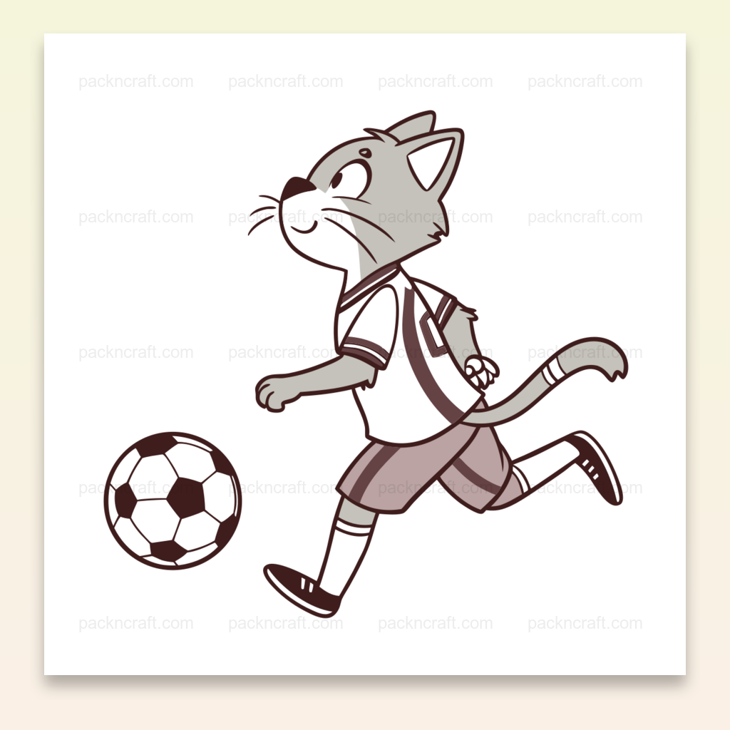 Illustration de chat jouant au football, idéale pour stickers et projets créatifs
