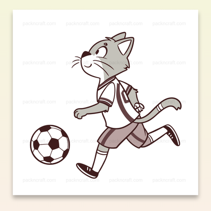 Illustration de chat jouant au football, idéale pour stickers et projets créatifs