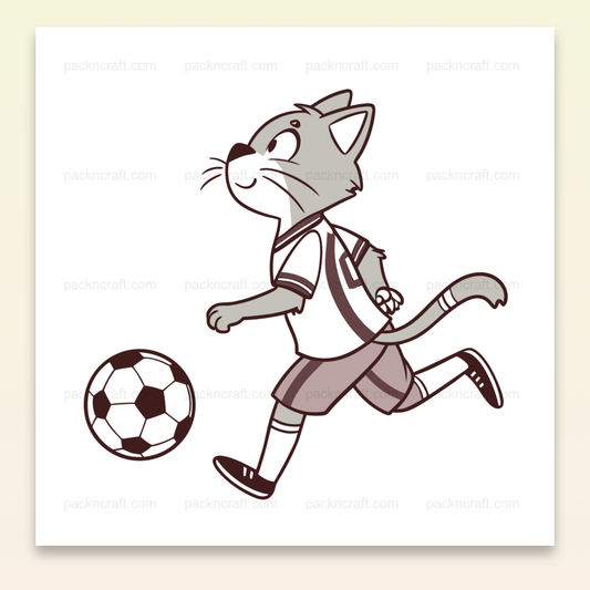 Illustration de chat jouant au football, idéale pour stickers et projets créatifs
