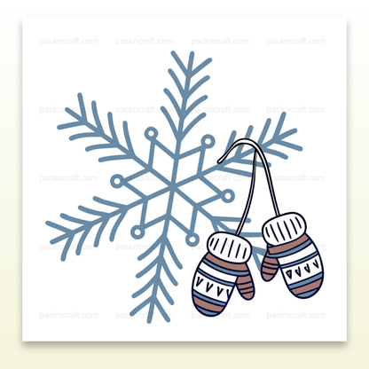 Illustration de flocon de neige avec moufles, fichier numérique SVG pour projets hivernaux et décoration.