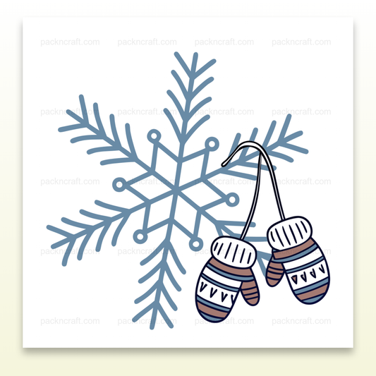 Illustration de flocon de neige avec moufles, fichier numérique SVG pour projets hivernaux et décoration.