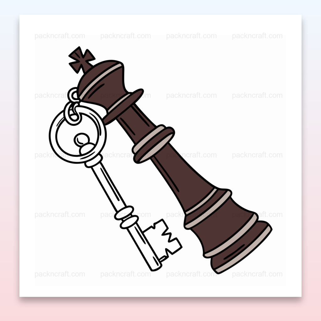 Illustration du Roi d'échecs avec clé, fichier numérique SVG pour projets créatifs