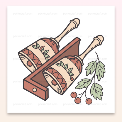 Illustration de clochettes paisibles vintage en fichier numérique SVG