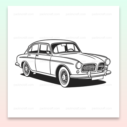 Illustration vectorielle vintage de la Volvo Amazon des années 60, idéale pour projets créatifs.