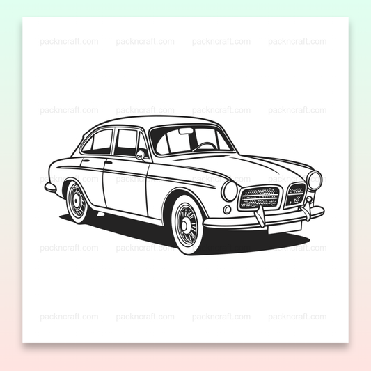Illustration vectorielle vintage de la Volvo Amazon des années 60, idéale pour projets créatifs.