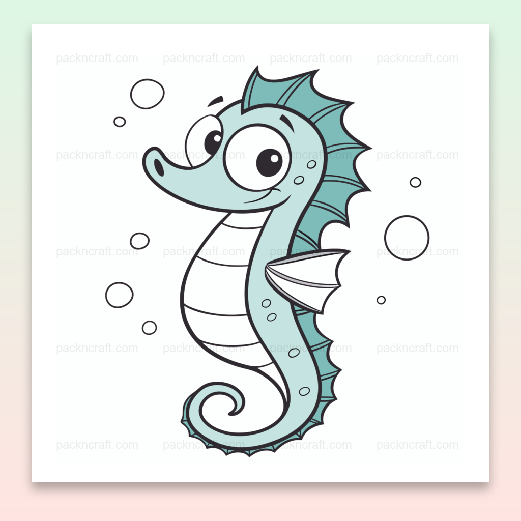 Illustration vectorielle d'un hippocampe amusant en style marin, parfait pour DIY et déco.