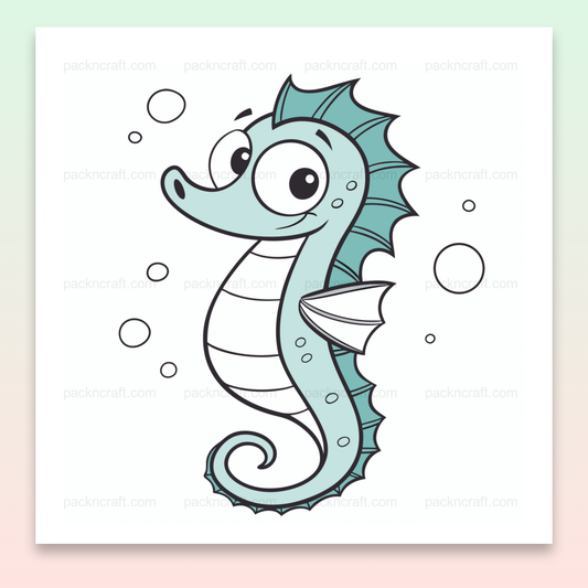 Illustration vectorielle d'un hippocampe amusant en style marin, parfait pour DIY et déco.