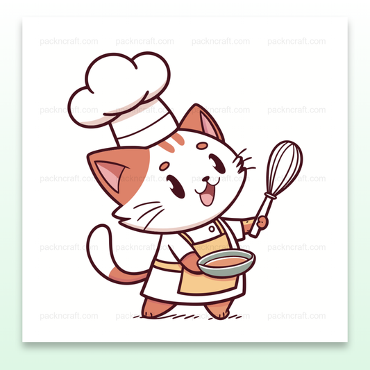 Illustration mignonne de chat pâtissier pour usage décoratif et éducatif
